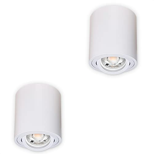 INNOVATE LED Aufbauspot - 35° schwenkbare Aufbauleuchte - kompakter Aufputz Deckenspot - moderner IP20 Aufbaustrahler GU10 Fassung - flaches Downlight excl. Leuchtmittel (2 Stück, Weiß Rund)