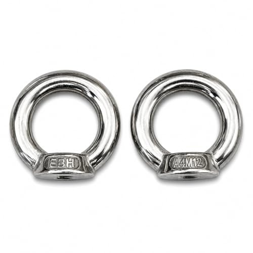 Pack of 2 A4 316 Marine Grade Stainless Steel Lifting Eye Female Nut M6 M8 M10 M12 M16 M20 (M12)