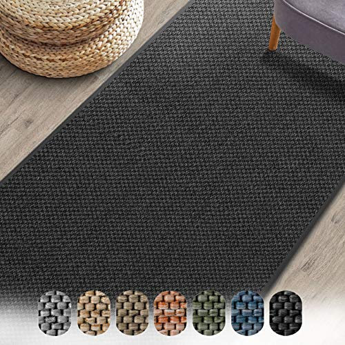 Floordirekt Teppich-Läufer Sabang 200 x 100 cm, Anthrazit - Sisaloptik - Wohnteppich oder Läufer - Langlebig & strapazierfähig