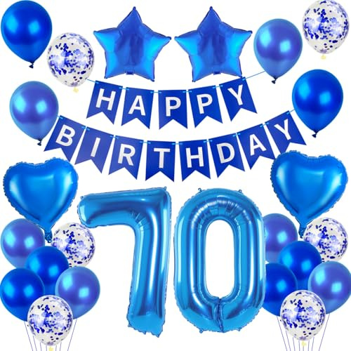 Luftballons 70. Geburtstag Dekoration Mann Blau set,Folienballon 70.Geburtstag Dekoration Männer Blau geburtstagsdeko 70 jahre Mann girlande 70 geburtstag ballon deko 70. deko