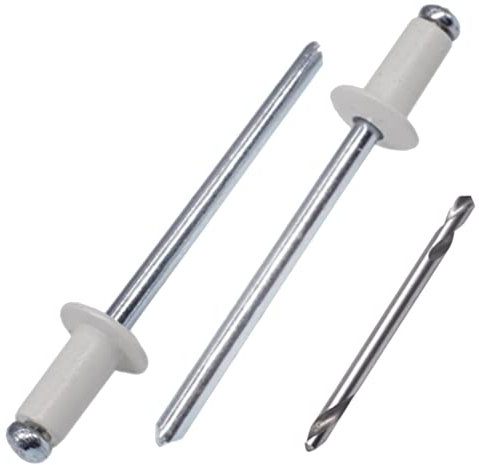 SKIR'CO (100 pezzi) Rivetti ciechi verniciati 3,2 x 8 mm, in alluminio, punta per trapano inclusa (grigio bianco RAL 9002)