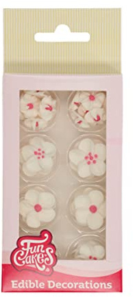 FunCakes Sugar Decorations Zuckerfiguren, White/Pink, 32 Stück | Gebrauchsfertig für Tortendekoration, Perfekt für Cupcakes, Muffins und mehr, Edible Decorations