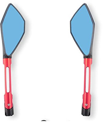 Rückspiegel Für Suzuki Für Yamaha Motorrad CNC Aluminium Rückspiegel Seitenspiegel Silber Gold Rot Lila Blau Lenkerendenspiegel (Farbe : Rot)