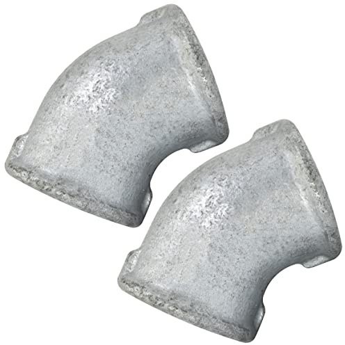 AERZETIX - Juego de 2 Codos en Hierro Fundido Galvanizado a 45° 3/4'' Hembra-Hembra - Racor Tubo Roscado para Fontanería Calefacción Instalación de Agua