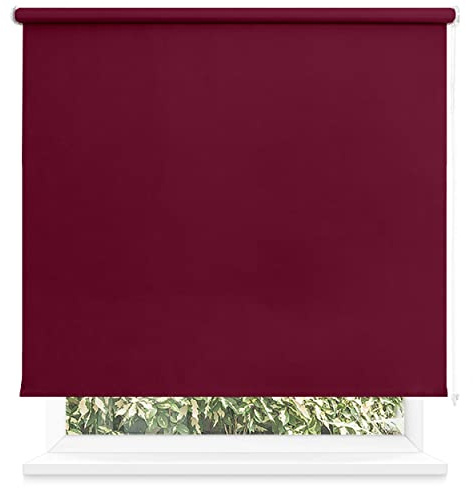 Estor Enrollable Opaco 160 x 200cm (Ancho x Largo), Blackout para Puertas y Ventanas, Medida de la Tela 155 x 195cm (Granate)