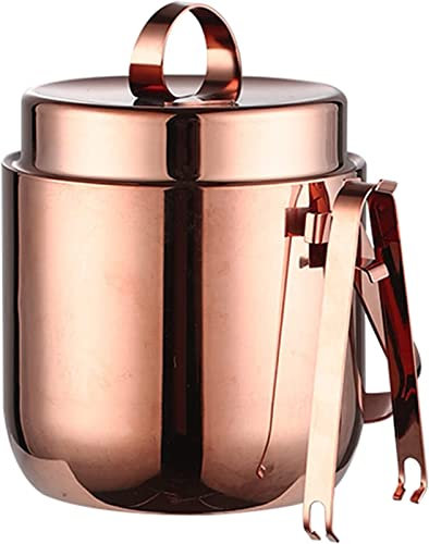 Ice Bucket, Double Walled Stainless Steel Insulated Ice Buckets, Including Ice Tongs And Lid, Comfortable Handle, Great fr Luxury Wine Cooler, Parties -1.5L/1.5L/1L(Silver,Gold,Rose Gold) (Color : Ro