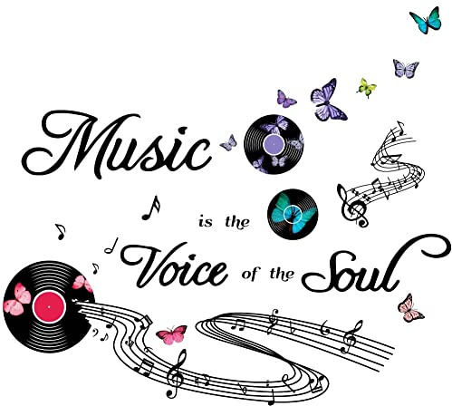 SUPERDANT Music Wall Stickers - Records, Musical Score & Symbols Vinyl Arts for Nursery, Classroom & Studio