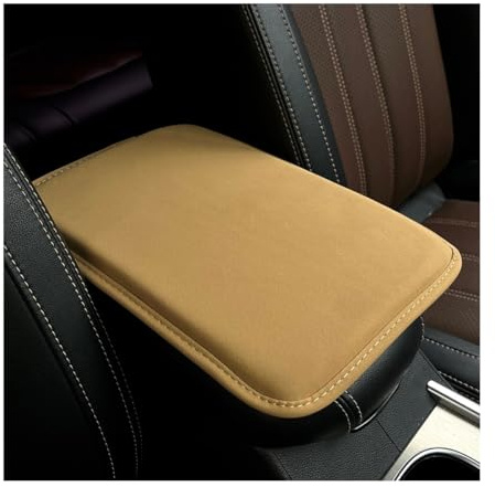 JNNJ Universal Center Console Lederpolster, Wasserdichte Auto Armlehne Sitz Box Cover Schutz, Interior Auto Mittelkonsolenabdeckung für die Meisten Fahrzeuge(Gelb)