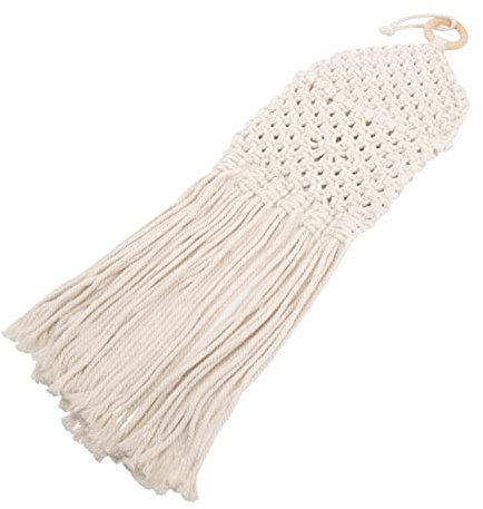 Abaodam Tapestry Net Bag Woven Macrame Plant Holder for Dried Flowers Indoor Outdoor Wall Hanging Ornament Rustic Home Decor