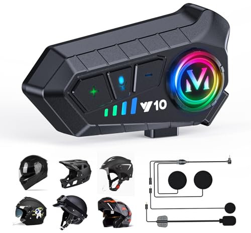 Casque Moto Bluetooth Casque de Ski Antibruit Stéréo Musique Réponse Automatique ipx6 Étanche Réponse Automatique Smart Noise/Wake Up Siri 1000mAh