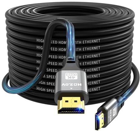 jojobnj 4K HDMI Kabel 20m, High Speed HDMI 2.0 Kabel 4K@60Hz 18Gbps, Ultra HD, Ethernet Audio Return, Video 4K, 1080p, 3D, Arc, HDR Kompatibel mit Xbox, PS5/PS4, HDTV, Laptop ect