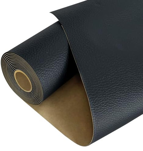 XHT Kunstleder Selbstklebende, 20 x 160 cm Leder Patch Selbstklebend,Wasserdicht, Leder Reparatur Sofas, Sitze, Lederjacken, Ledertasche (Schwarz)