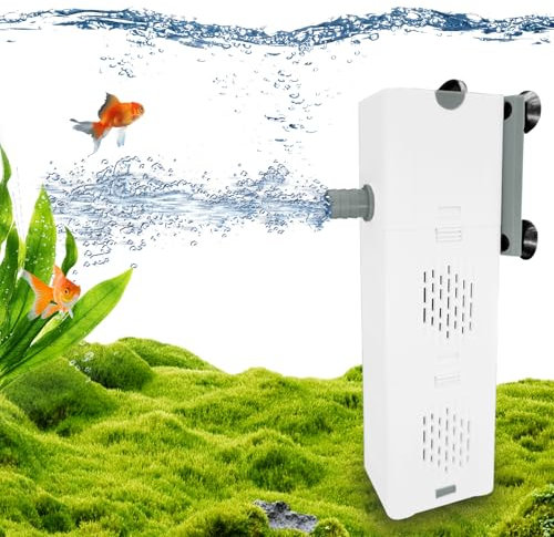 KDFALO 6W 500L/h Aquarium Filter,Aquarium pumpe mit 2 Filterschwämmen,Aquarium innenfilter für Wasserfiltration und Sauerstoffanreicherung Welle Machen,Leiser Filterpumpe für Aquarium bis zu 200L