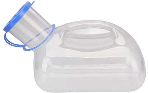 Fyearfly Botella para Orinal Masculino, Orinal Portátil para Hombres de 1000 Ml con Tapa, Contenedor de Orina de Plástico Transparente para Viajeros Mayores con Discapacidad
