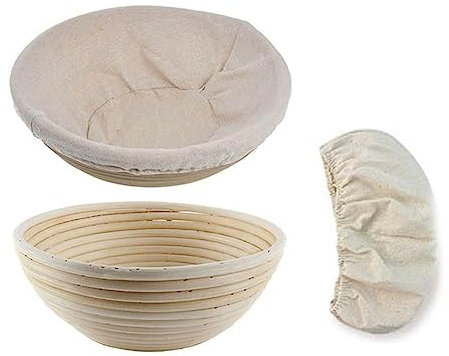 Aorwh Brotgärkörbe, Runde Rattan-Brotschalen mit Einsätzen für Heimbäcker, Backen, Backen, 23 cm