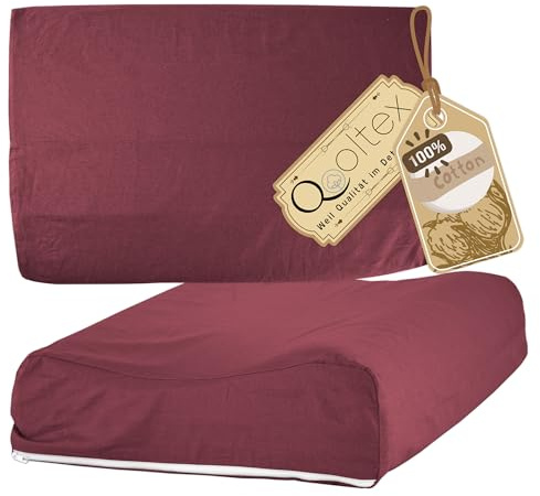 SideEasy 30x50 cm Gesundheitskissen Bezug Bordeaux Vollschutzbezug | Baumwolle Nackenkissen, Nackenstützkissen Bezug mit Reißverschluss, Kissenschoner für Kopfkissen, Schlafkissen