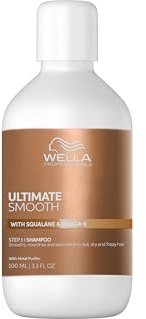 Wella Professionals Ultimate Smooth Shampoing - shampoing nourissant à base de squalane et d'oméga-9 pour cheveux secs, ternes et frisés (100ml)