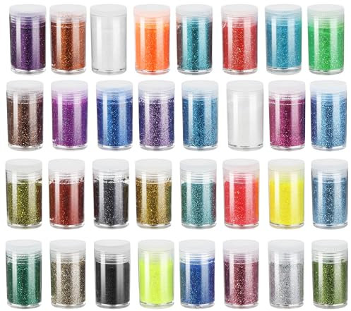 32 Pièces Poudre Brillante, Paillettes pour Loisirs Creatifs pour Les Enfants et Adultes, Utilisé pour faire des cartes, des décorations festives, des masques décoratifs, des adhésifs de paillettes