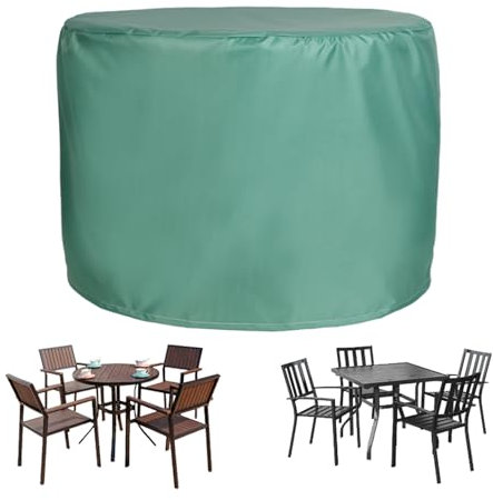 Robuste runde Gartenmöbelabdeckungen, 220 x 110 cm, wasserdicht, reißfest und langlebig, Outdoor-Tischabdeckung für Terrassenmöbel, atmungsaktive Außentisch- und Stuhlhussen zum Schutz Ihres Fells