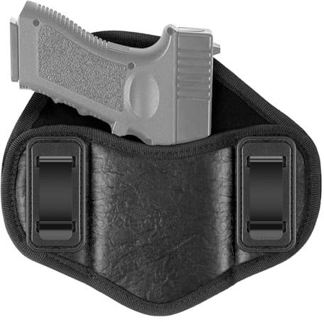 ZONSUSE Etui Universel IWB, Holster de Transport Dissimulé, Étuis Tactique de Pistolet Pancake, Sac à Armes en Cuir PU pour Homme/Femme, Compatible avec Glock 17/19/23, 9 mm, P99, M&P, S&W (Type3)