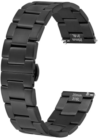 BISONSTRAP Hochleistungs Metall Uhrenarmband, Konisch Aulaufende Armband, 316L-Edelstahl, Faltschließe, 18mm 19mm 20mm 21mm 22mm zur Auswahl