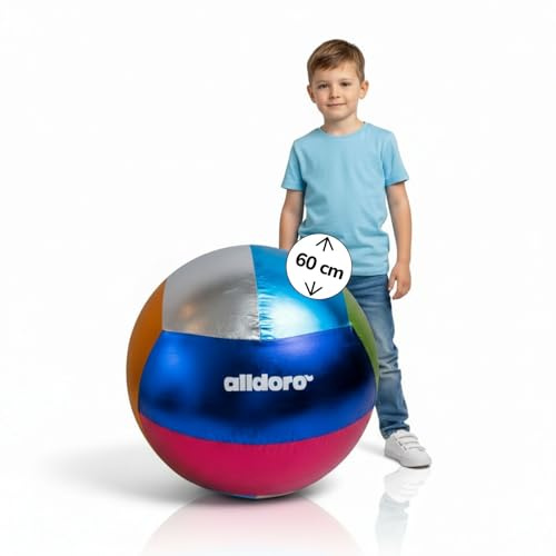 alldoro 60299 XXL metallisk boll, barnboll, polyester/PVC, lekboll för barn från 3 år, glittrande, 60 cm