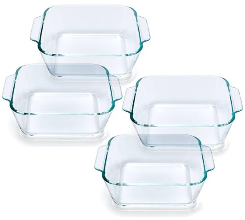 Square Small Baking Dish, Small Glass Baking Dishes for Oven Microwave Air Fryer, Casserole Dishes, 5x5 Inch Baking Dish (4)