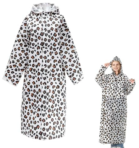 agogue Regenponcho Damen Leopard Stil, Regenmantel Damen Wasserdicht Ganzkörper Windschutz Raincoat, Schön und Langlebig Geeignet für Mädchen und Damen Regentag Tragen für Regentage