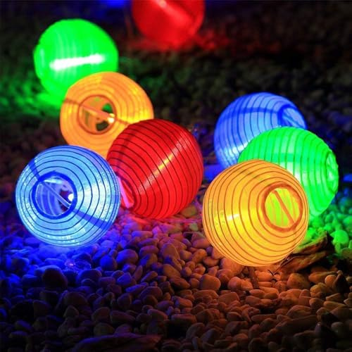Kaleora LED Lampion Lichterkette, 1,5M 10 LED Papierlaternen Lichterkette Batteriebetrieben, Bunt Lampions Lichterketten für Weihnachten Terrasse Balkon Garten Deko