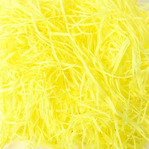 Shredded Tissue Paper, 200g Yellow Shredded Paper for Gift Boxes, Hamper Filling, Basket Packaging Filler, Perfect for DIY Projects and Holiday Decorations