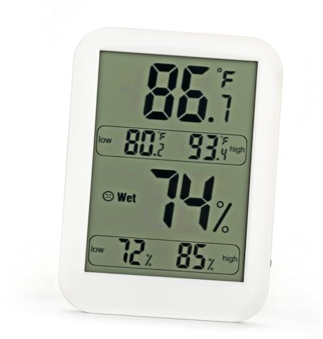 FUTUREORYY Termómetro Digital Interior con Higrómetro de Alta Precisión Pantalla LED Grande Medición Simultánea de Temperatura y Humedad sin Batería para Dormitorio Salón y Oficina