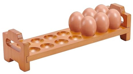 Portauova in Legno di Pino con 14 Scanalature, Supporto Organizzatore da Banco, per Fattoria, Conservazione del Frigorifero, Decorazione del, 33x10x9 cm