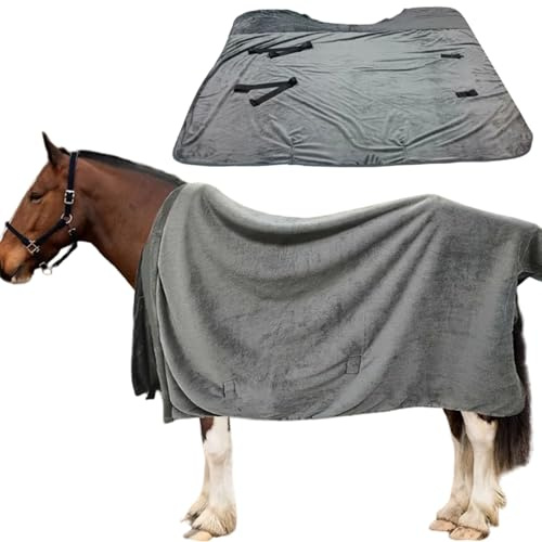 Hästfilt, 183 x 180 cm mjuk fleece vinter hästfiltar med justerbara remmar och säkerhetsspännen vindtät och varm lakan