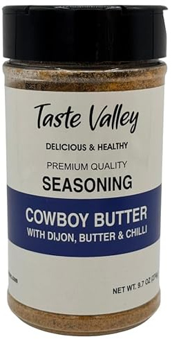 Taste Valley Cowboy Butter Seasoning – Viral Steakhouse Flavor with Dijon Mustard, Garlic, Chilli & Lemon – Instant Compound Butter Mix & BBQ Dry Rub for Steak, Burgers & Corn – 9.7 oz