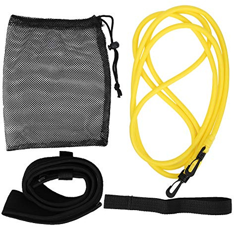 Ensemble de 4 Cordes de résistance pour entraîneur de Natation, Appareil d'entraînement de Natation Professionnel, Ligne de Vie réglable avec Corde élastique et Sangle d'extension (Yellow)