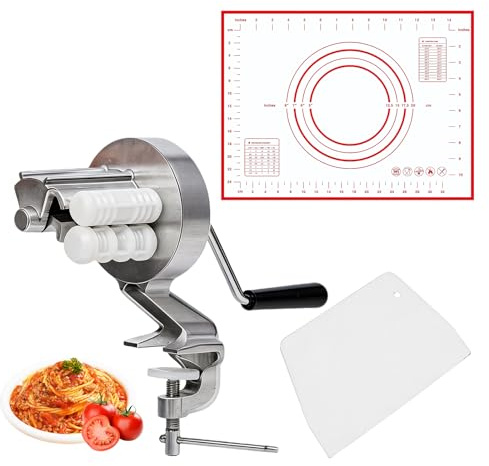 BRGD Macchina per Pasta Manuale, Macchina per Fare Pasta in Alluminio con Raschietto in Plastica e Tappetino Impastatore per Cavatelli, Orecchiette, Gnocchi e Gnocchetti Sardi