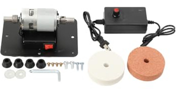 Lijadora eléctrica de mesa mini lijadora de banda de 96 W, amoladora de banco con 2 ruedas de molienda para afilar y pulir