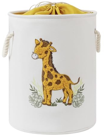 Lekkorg för barn tvättkorg för barn, tvättkorg för bebis, dukkorg med dragsko, djungeltema, djur- och tvättbehållare, smutsig giraff tvättkorg