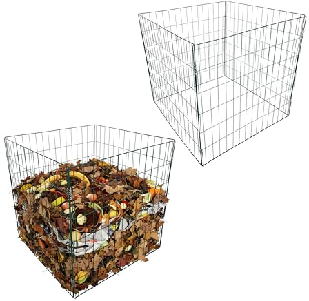 Relaxdays Metal Garden Composter Set of 2, Powder-Coated Wire, 76x76x76 cm, Green