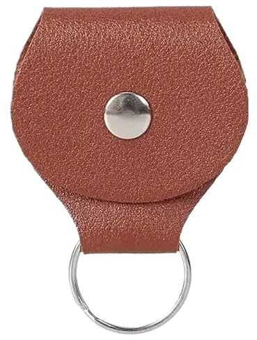 Nyckelring med plektrumhållare, 10st Multicolor Celluloid Gitarr Pick Förvaringsväska Nyckelring Form 0,46mm(Brown)