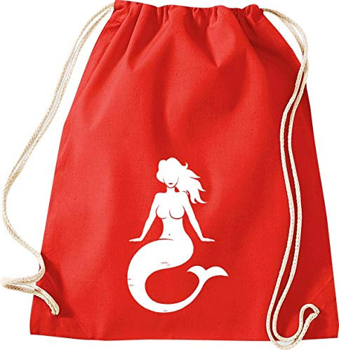 Shirtinstyle Gym Sack Turnbeutel Sailing Motive Meerjungfrau, Heimat, Urlaub, Segeln, Wassersport, Farbe Rot