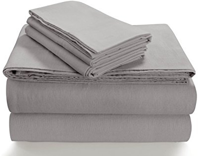 Tribeca Living Solid 5 oz Flannel Extra Deep Pocket Sheet Set, King, Silver Grey