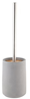 axentia 126715 Bürste und Behälter Turin-Garnitur mit Toilettenbürste, Toilettenbürstenhalter-Design WC Bürstengarnitur Set stehend ohne Bohren, Edelstahl, Grau/schwarz, 10.5 x 10.5 x 42.5 cm