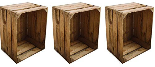 teramico© Caisses en bois vintage rustiques 50x40x30cm - Rangement, Décoration, Brocante - Lots de 1, 2 ou 3