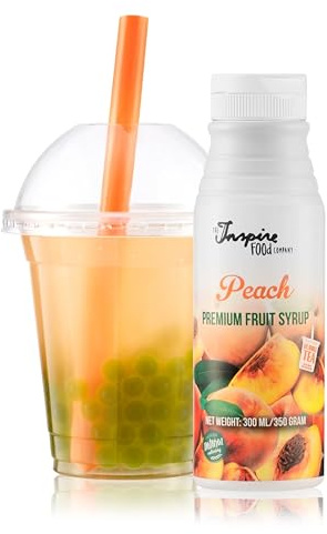 INSPIRE FOOD Echter Fruchtsirup für Bubble Tea Mischung - 300ml | Pfirsichsirup für Bubble Tea, Boba Tea, Slushes & Ice-Blended | 100 % vegetarisch, glutenfrei, ohne künstliche Farbstoffe