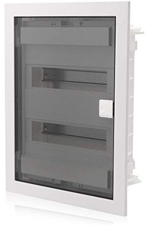 Intratec cuadro de distribución empotrado, IP40 – Caja de distribución interior, con puerta para instalación en espacios secos, de dos filas, 24 módulos, 592 x 347 x 92 mm, blanco