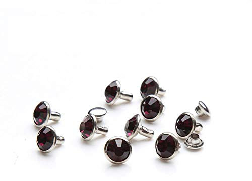 100Sets 6 / 8mm Kristalle Strass Nieten Diamant Nieten Für DIY Nieten für Leder, Amethyst, 8 MM