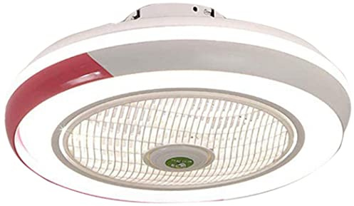 Ventilador De Techo 60W LED Lámpara Creative Regulable Ventilador De Techo Invisible Lámpara Luz De Techo Del Ventilador De Bajo Ruido Adecuado Para Sala De Estar Dormitorio Habitación Infantil,Rojo