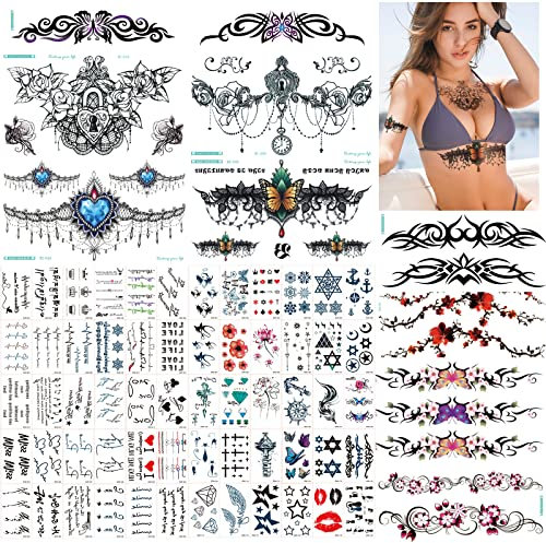 SnailGarden 69 Blätter Temporäre Tattoos, Wasserdichte Temporäre Tattoo Aufkleber,Dauerhaft Entfernbar Tattoo Muster Aufkleber,Temporäre Tätowierung Aufkleber für Erwachsene Teenager Frauen Männer