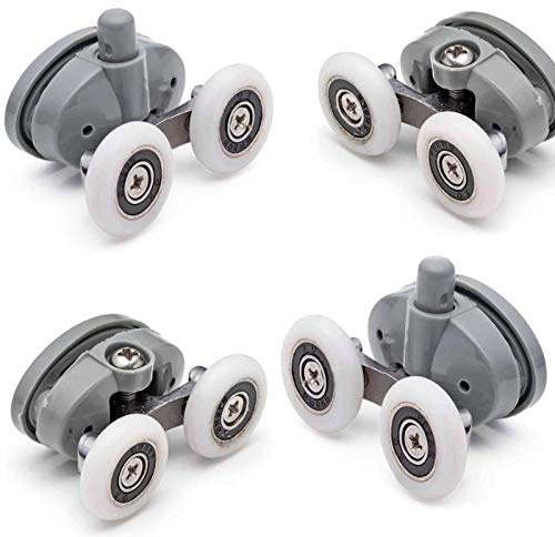 Emaggic Set of 8 Pieces Oval Butterfly Twin Wheel Shower Door Rollers/Runners/Wheels/Pulleys Diameter 23mm Wheel